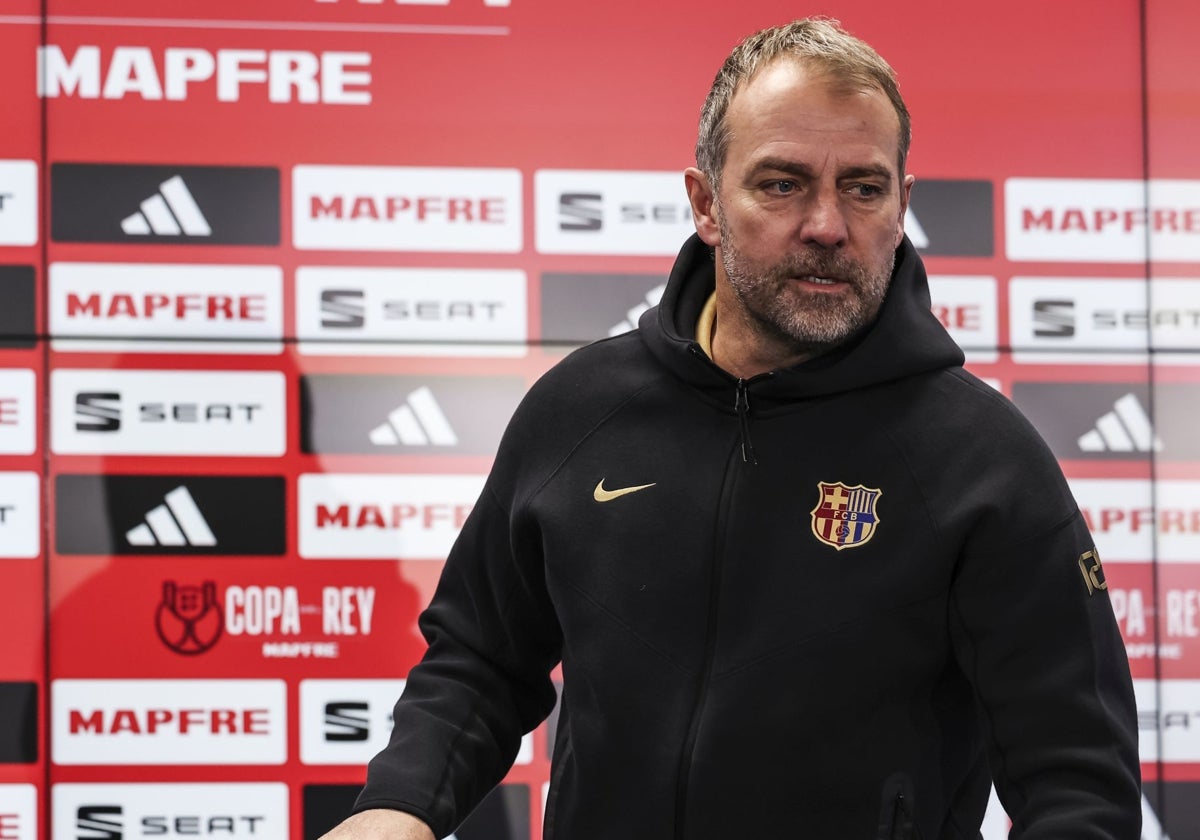 El entrenador del Barcelona, Hansi Flick, en la rueda de prensa de este martes