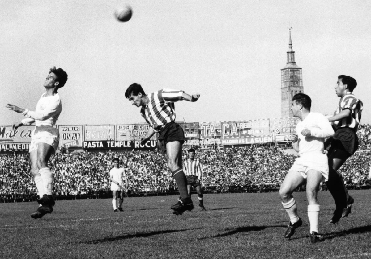 Partido de desempate en Zaragoza entre el Madrid y el Atlético, en la semifinal de la Copa de Europa de 1959