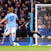 Rodrygo, en el momento de hacer el 0-1 en el Etihad la pasada temporada