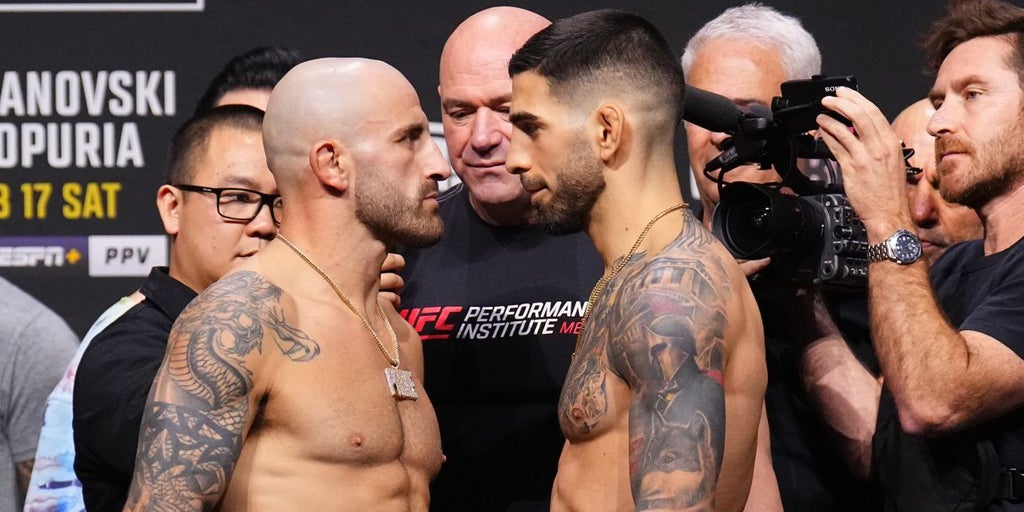 Ilia Topuria y Volkanovski, duelo en las esquinas en el debut de Aleksandre Topuria en la UFC