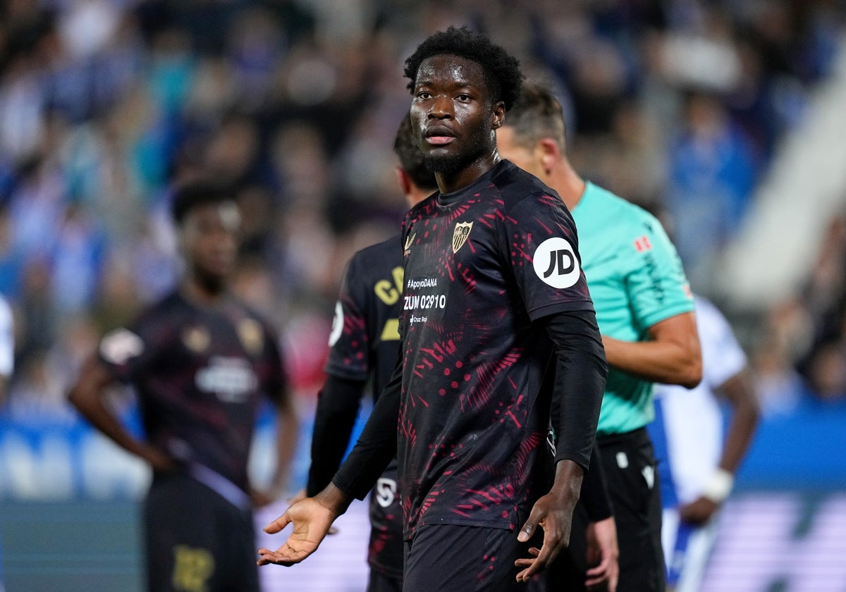 Lucien Agoumé, en el duelo de los sevillistas en Leganés esta temporada