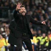 Simeone, durante el Real Madrid-Atlético