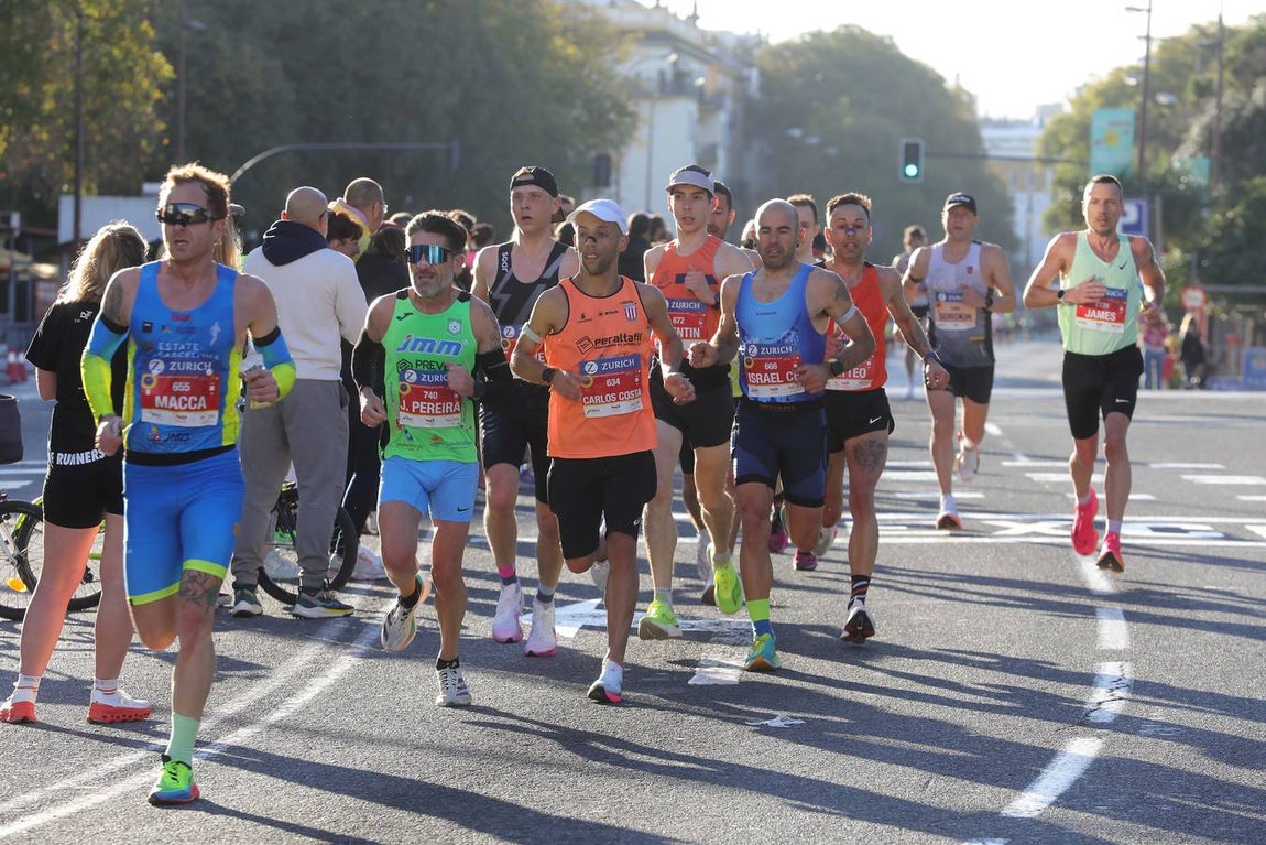 Un total de 14.000 corredores se han dado cita en esta maratón de 2025 en la capital sevillana 