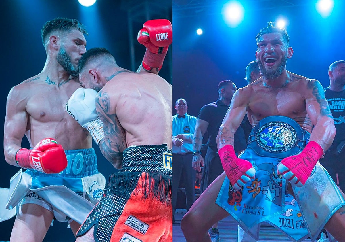 Imágenes de Fali Acosta tras vencer su combate en Sevilla.