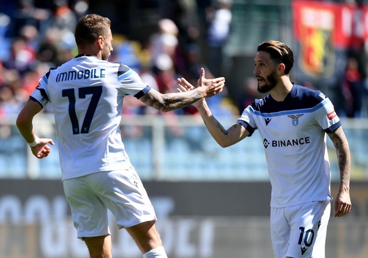 Los exsevillistas Immobile y Luis Alberto, durante un partido de la Lazio