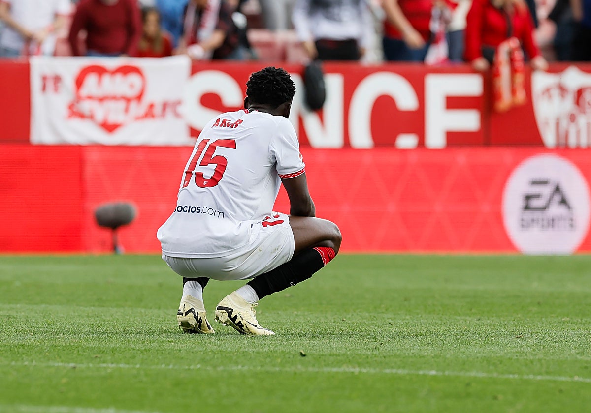 Akor Adams, a la finalización del encuentro contra el Atlético de Madrid