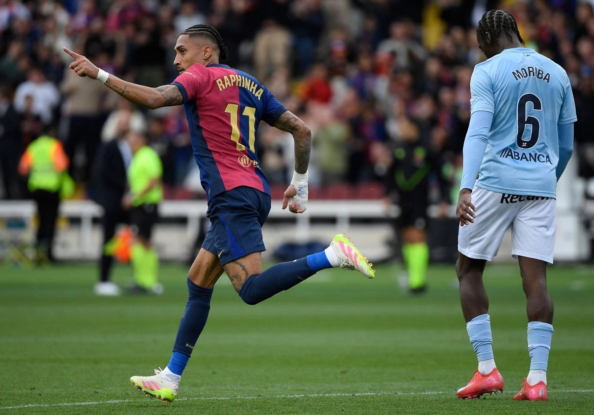 Raphinha celebra tras marcar al Celta