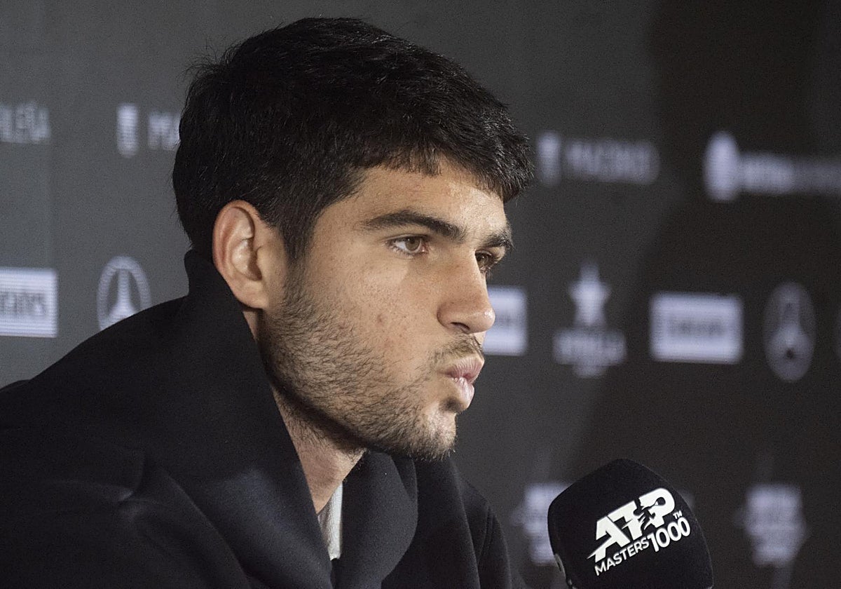 Alcaraz, durante la rueda de prensa en la que confirmaba su baja en Madrid
