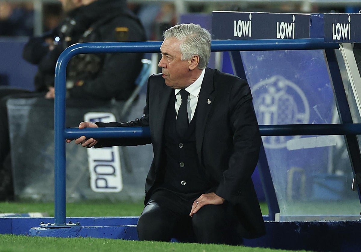 Ancelotti, durante el Getafe-Madrid