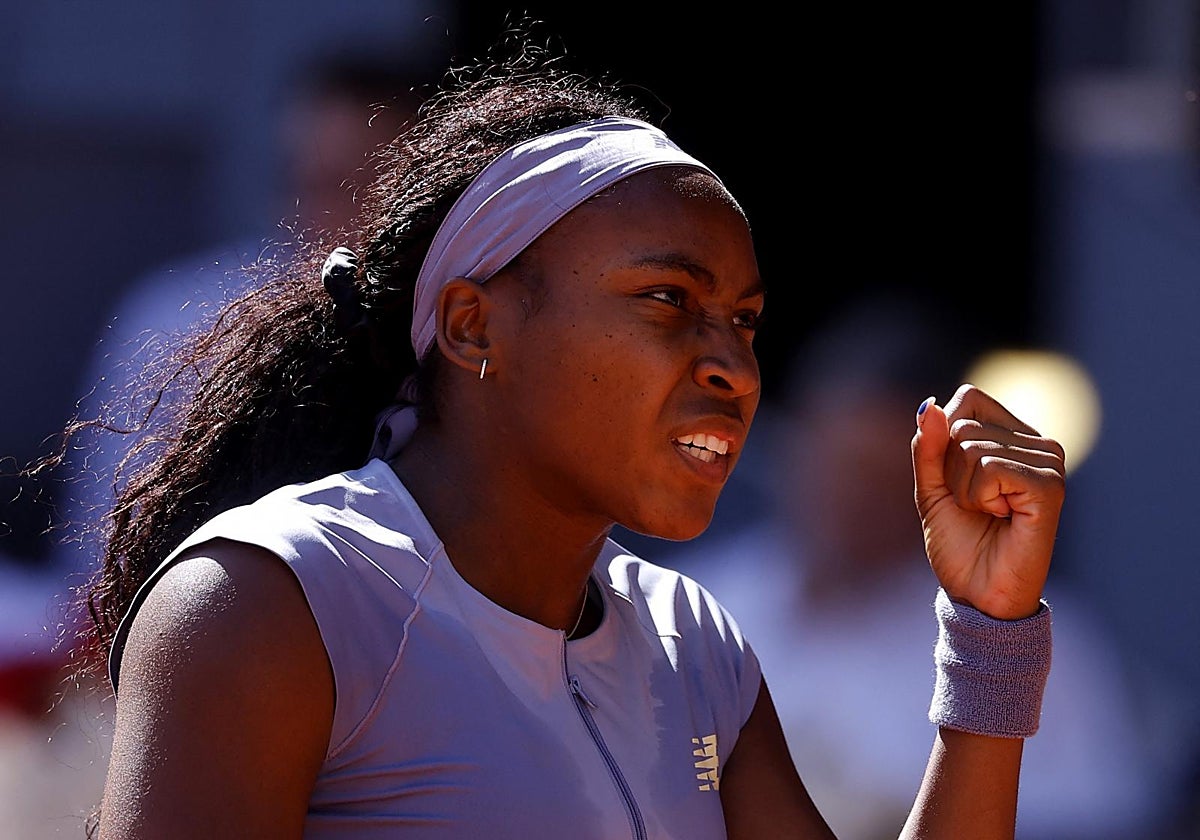 Coco Gauff celebra el triunfo ante Swiatek