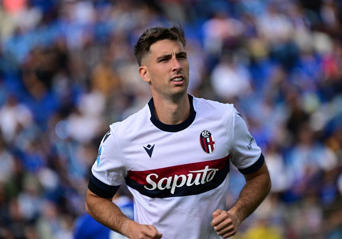 Juan Miranda, en un partido con el Bolonia
