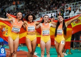 Plata mundial para el relevo 4x100 de Maribel Pérez