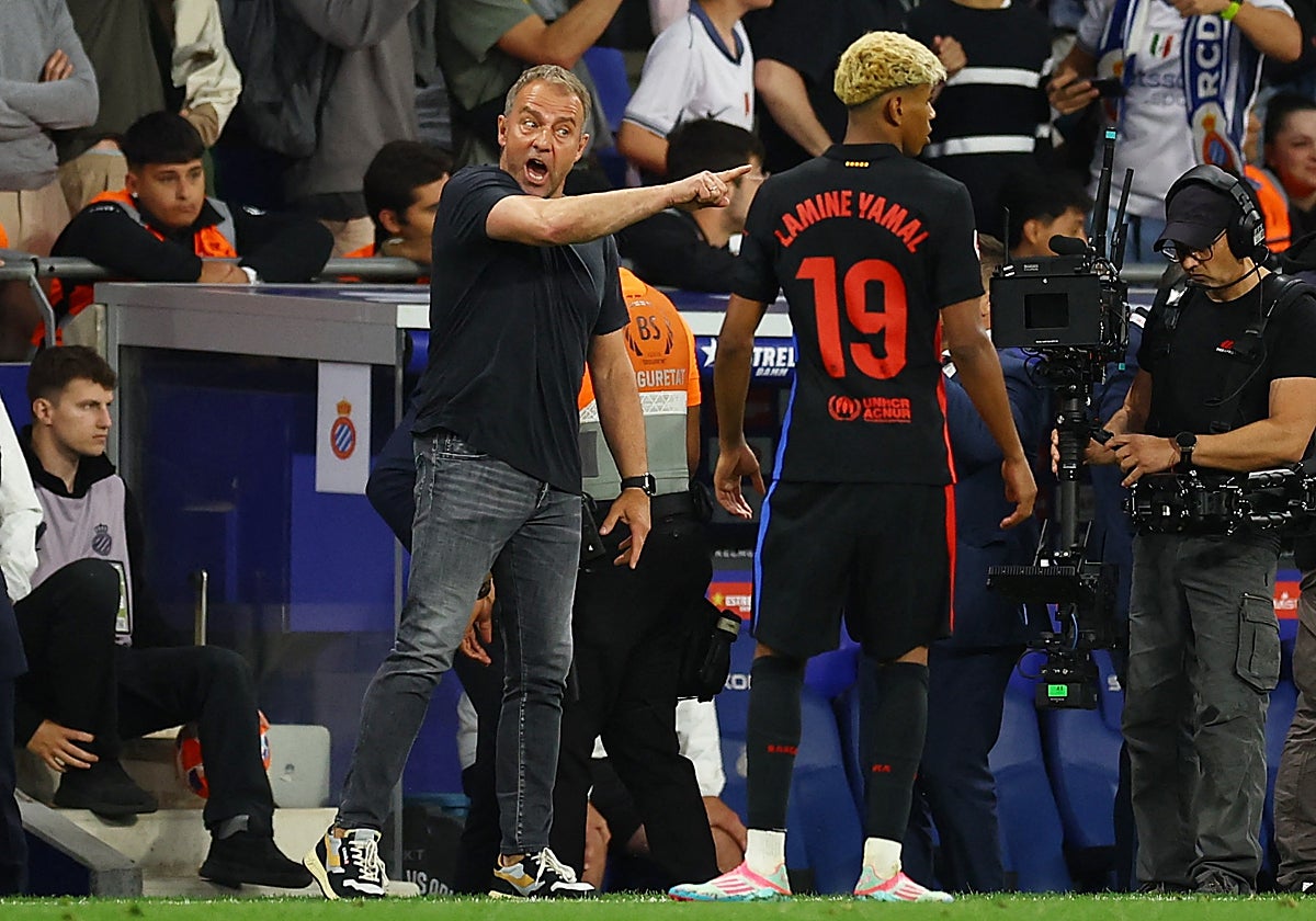 Flcik y Lamine Yamal, durante el Espanyol-Barça