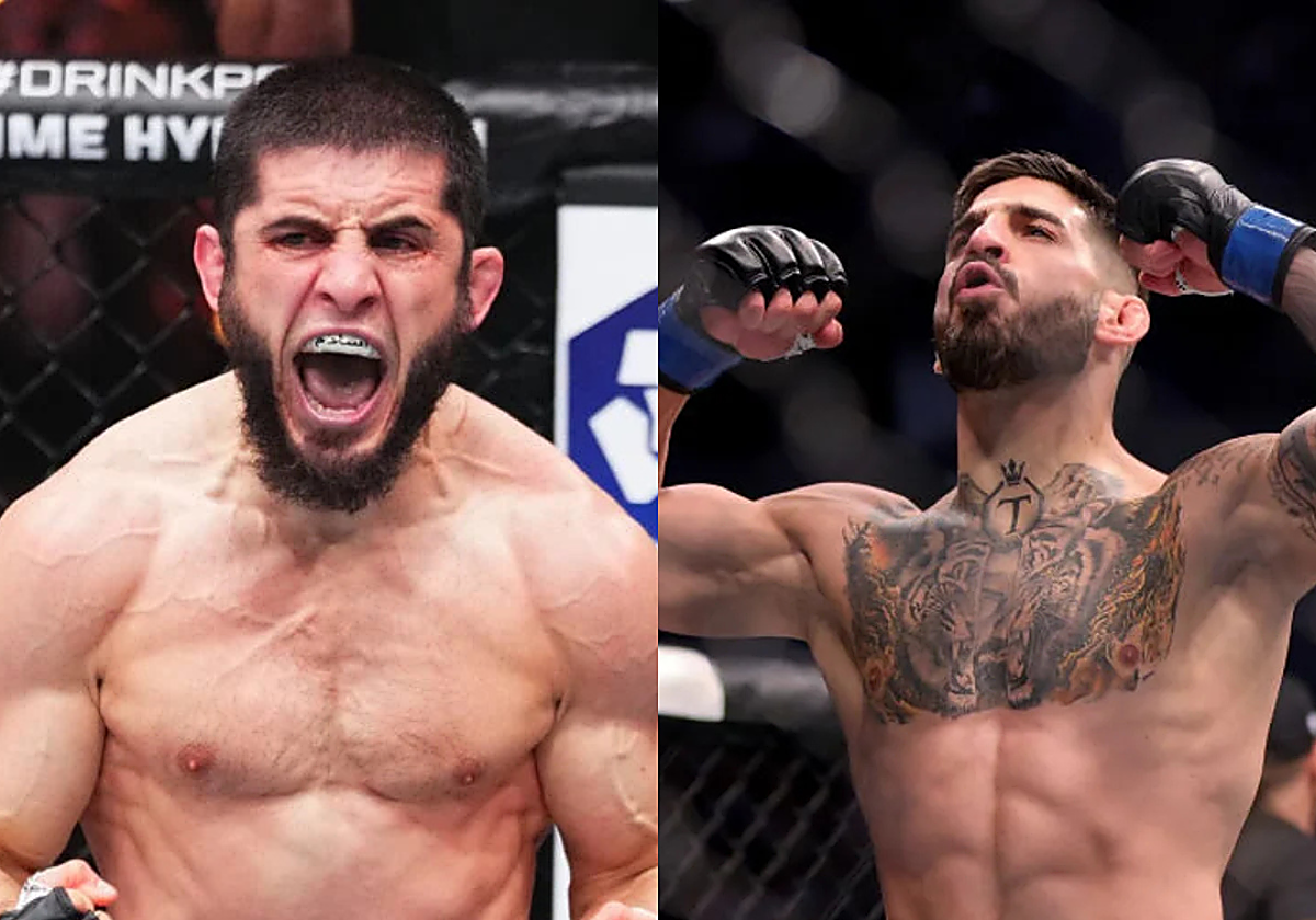 A la izquierda, Islam Makhachev. A la derecha, Ilia Topuria