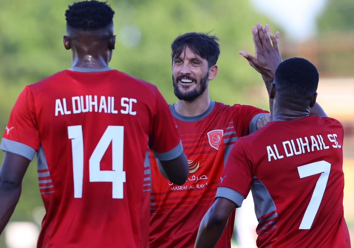 Luis Alberto celebra un gol con el Al-Duhail