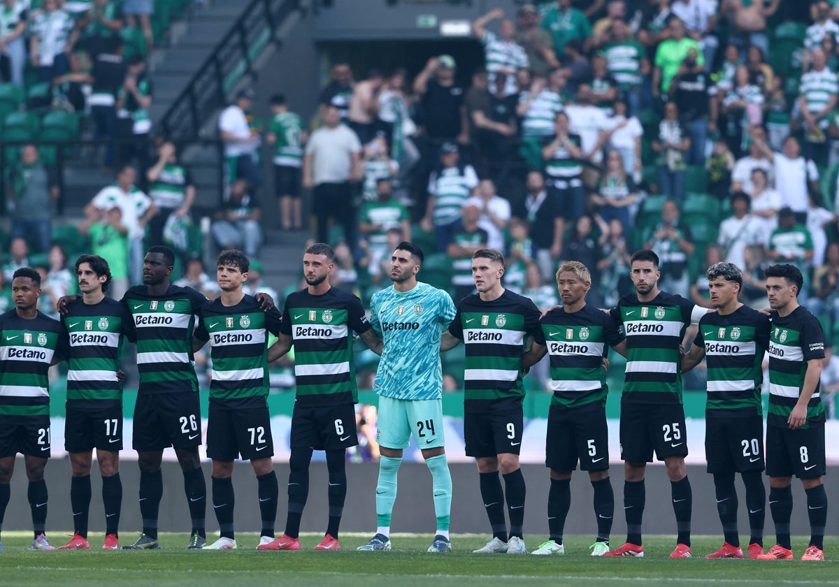 Once titular del Sporting de Portugal, con Rui Silva, en la última jornada contra el Vitoria de Guimaraes