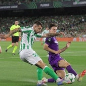 El Real Betis en el partido de semifinales de Conference ante la Fiorentina