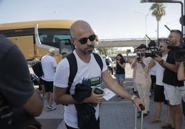 Manu Fajardo, director deportivo del Betis, antes de un viaje del club