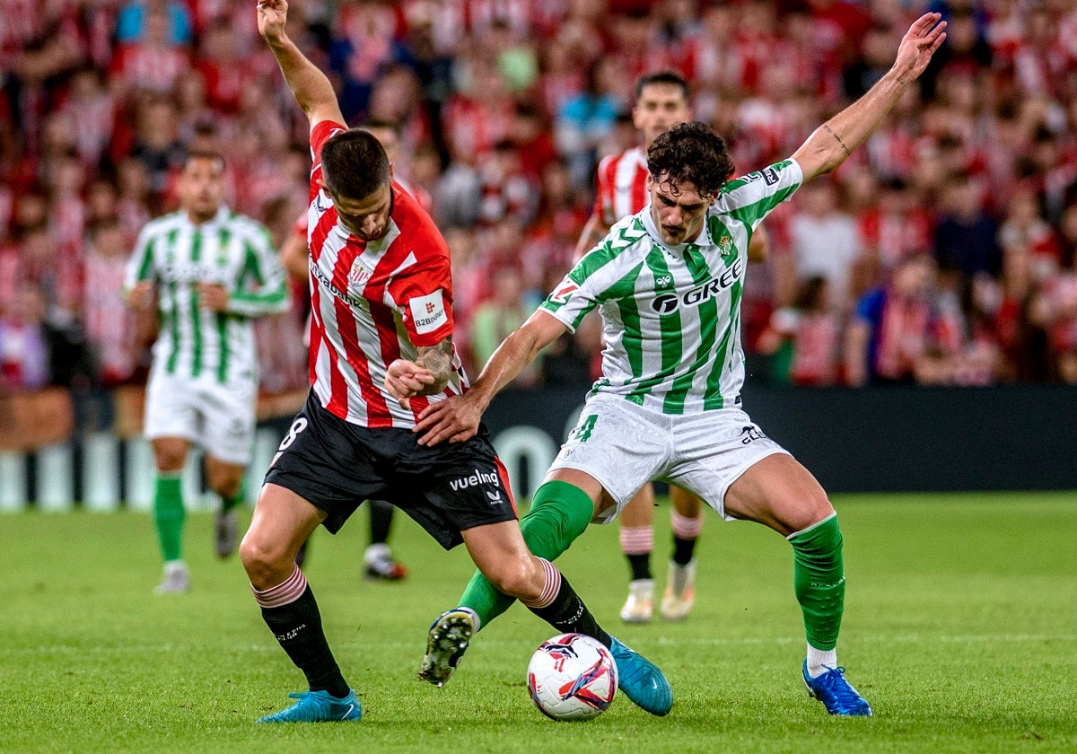 Johnny Cardoso, durante el Athletic-Betis de esta temporada
