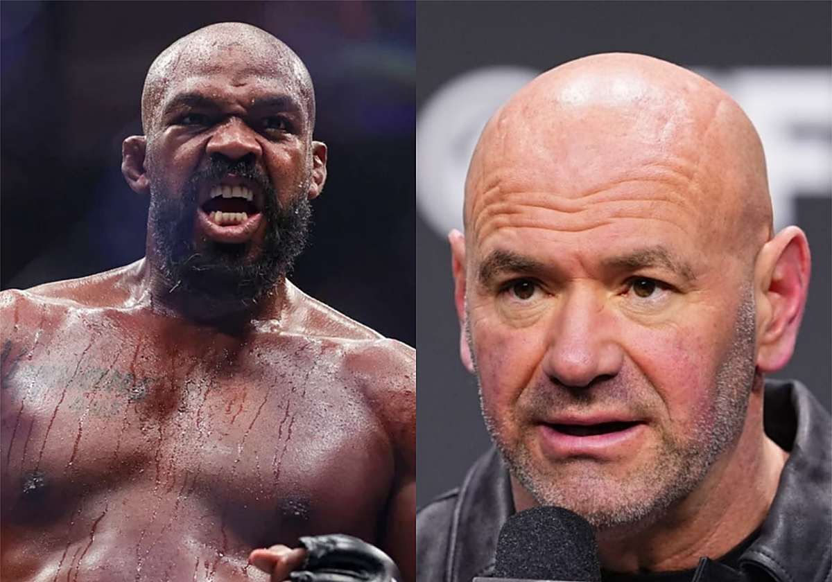 A la izquierda Jon Jones. A la derecha, Dana White