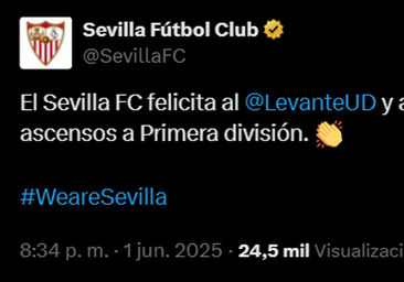 Tras el controvertido tuit dedicado a Maresca, el Sevilla felicita al Levante y al Elche