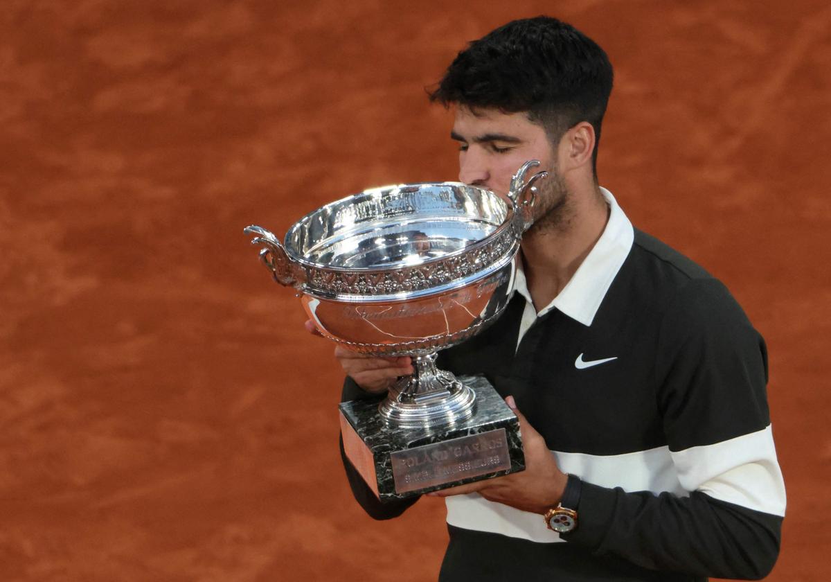 Carlos Alcaraz, durante la final de Roland Garros