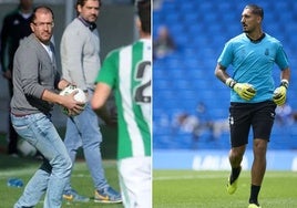 A la izquierda, José Juan Romero en un partido en la ciudad deportiva Luis del Sol. A la derecha, Álvaro Valles antes del comienzo de un encuentro con Las Palmas