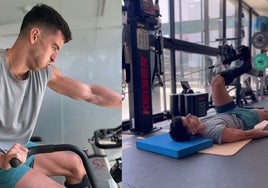 Marc Roca se machaca en el gimnasio tres semanas después de la operación en su tobillo izquierdo