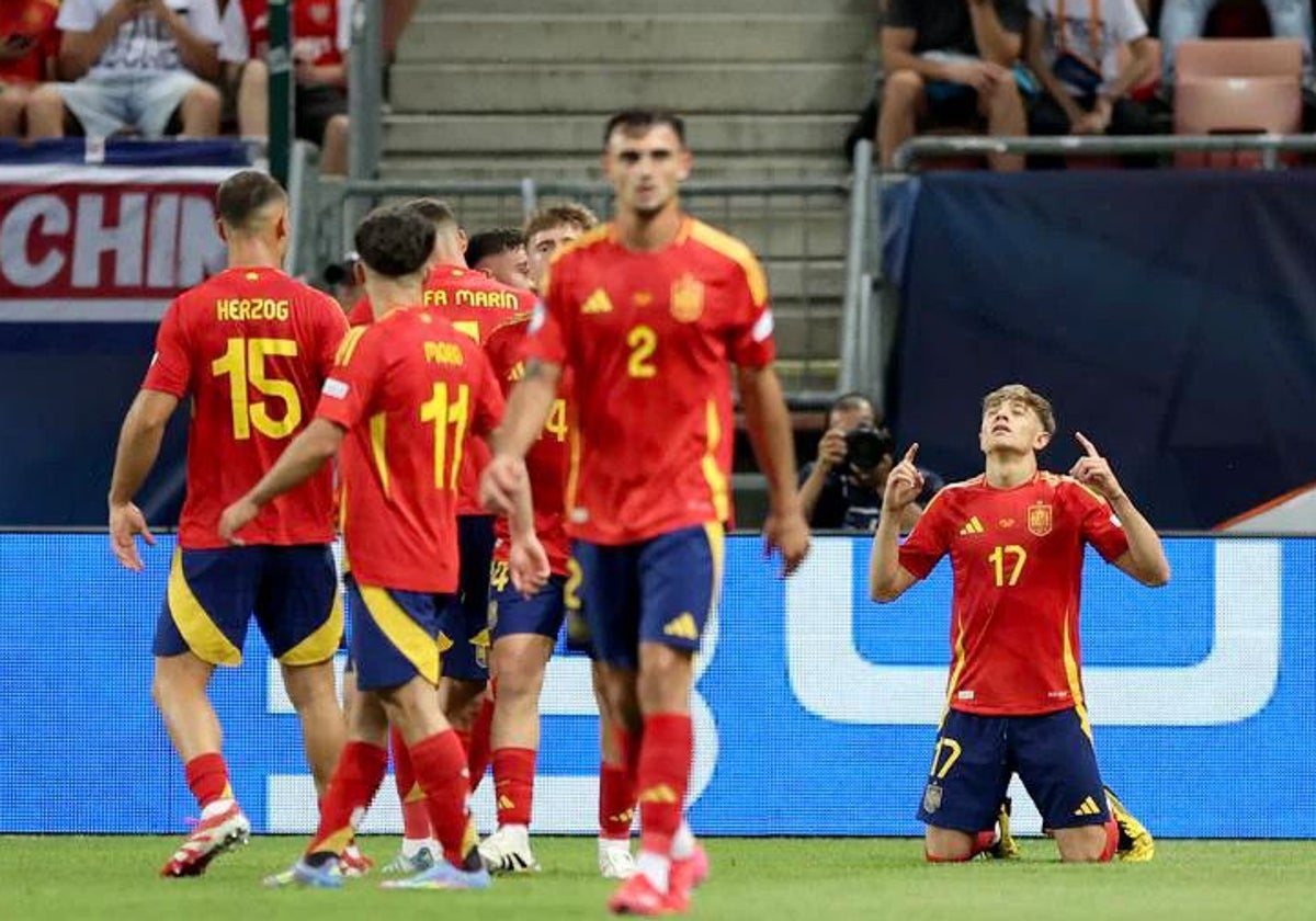 Jesús Rodríguez celebra el gol que le marcó a Italia en el Europeo sub 21