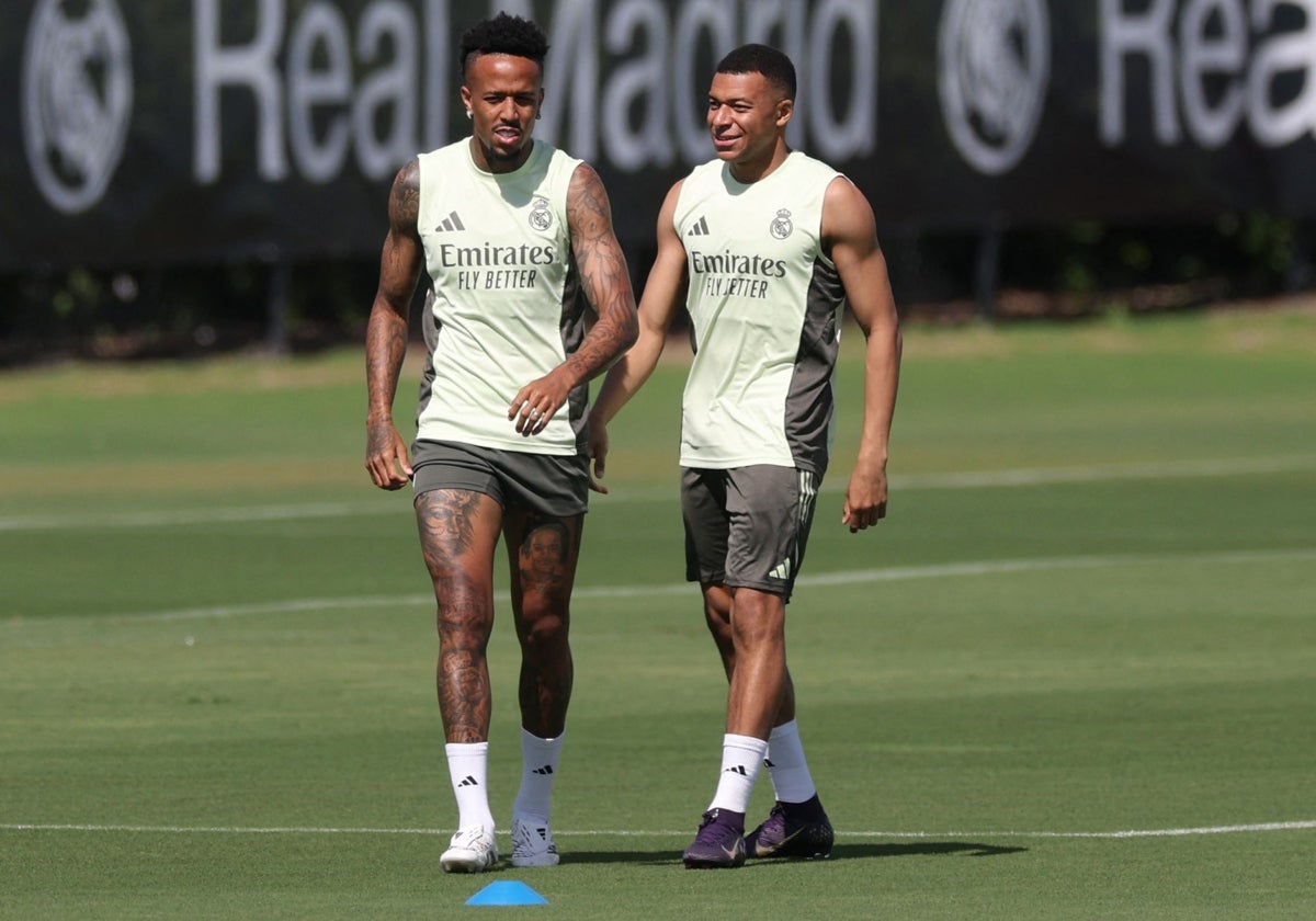 Mbappé, durante el primer entrenamiento del Madrid en Miami el pasado lunes