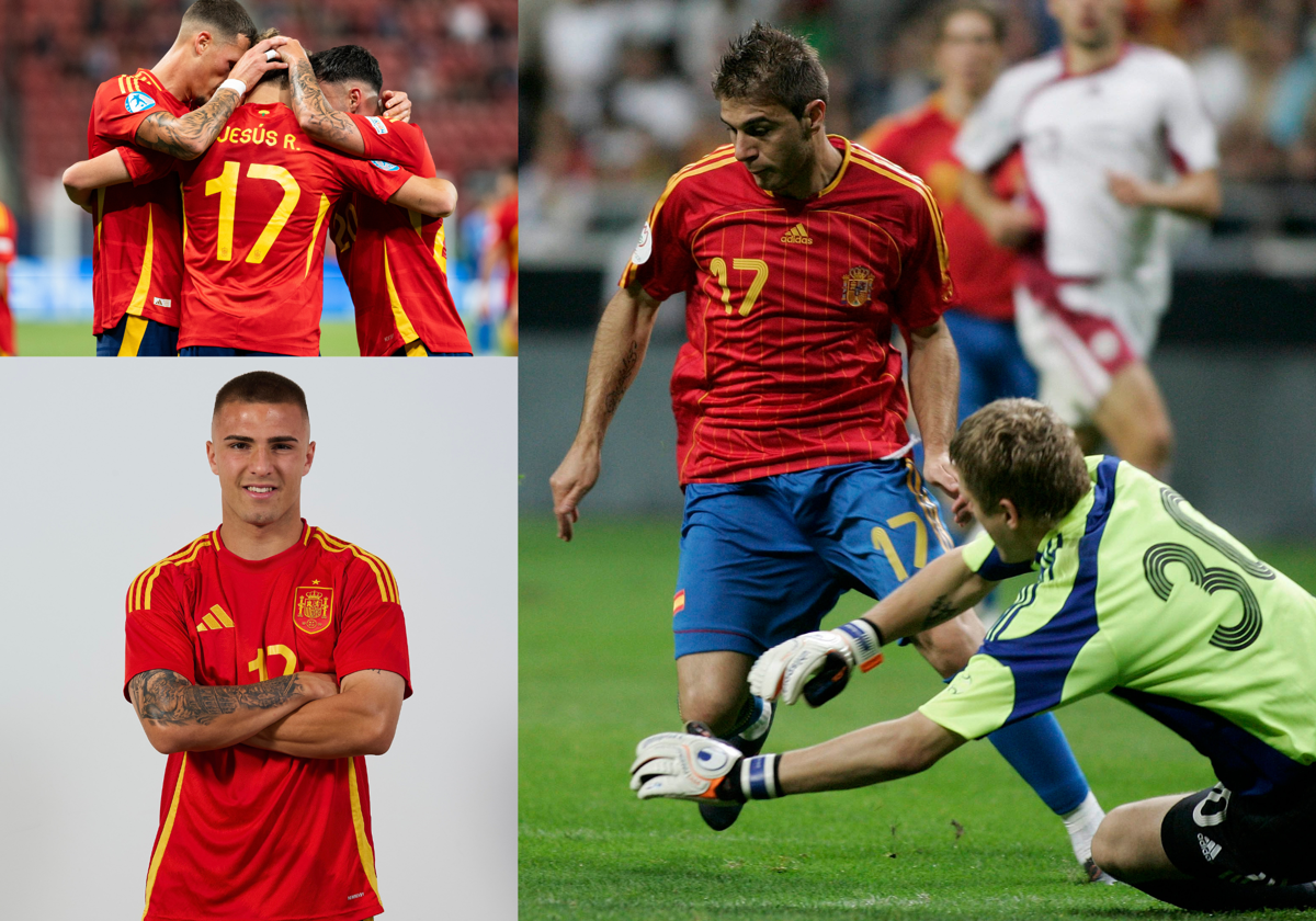 Jesús Rodríguez, Pablo García y Joaquín Sánchez portando el número 17 con la selección