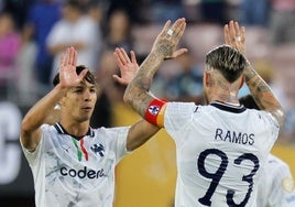 Sergio Ramos, celebrando el 0-3 con Torres