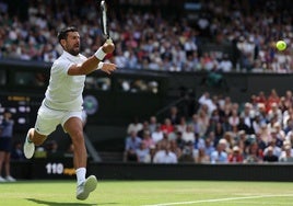 Novak Djokovic, en su partido ante De Miñaur