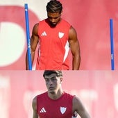 Entrenamiento de los sevillistas Lukebakio, Badé, Sow y Juanlu