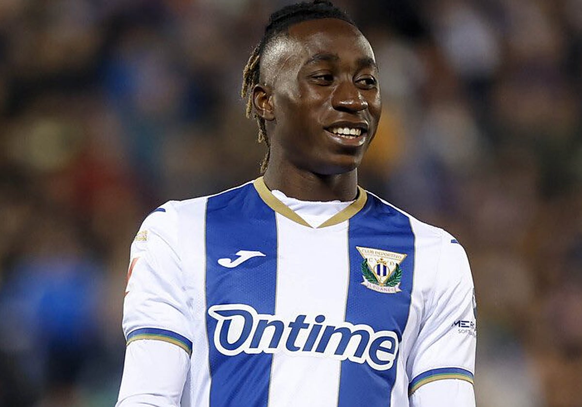 Yan Diomande, en un partido de la pasada temporada con el Leganés