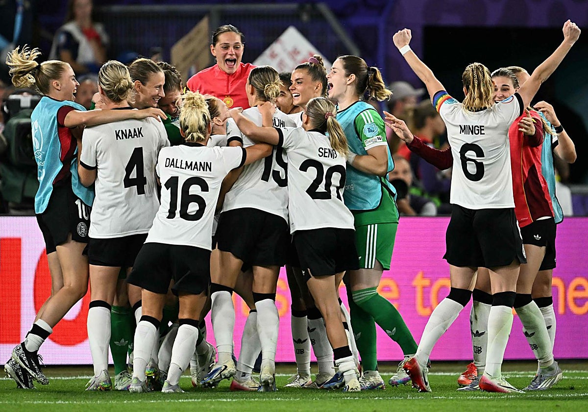 Las jugadoras alemanas celebrando el pase a semifinales