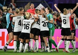 Las jugadoras alemanas celebrando el pase a semifinales