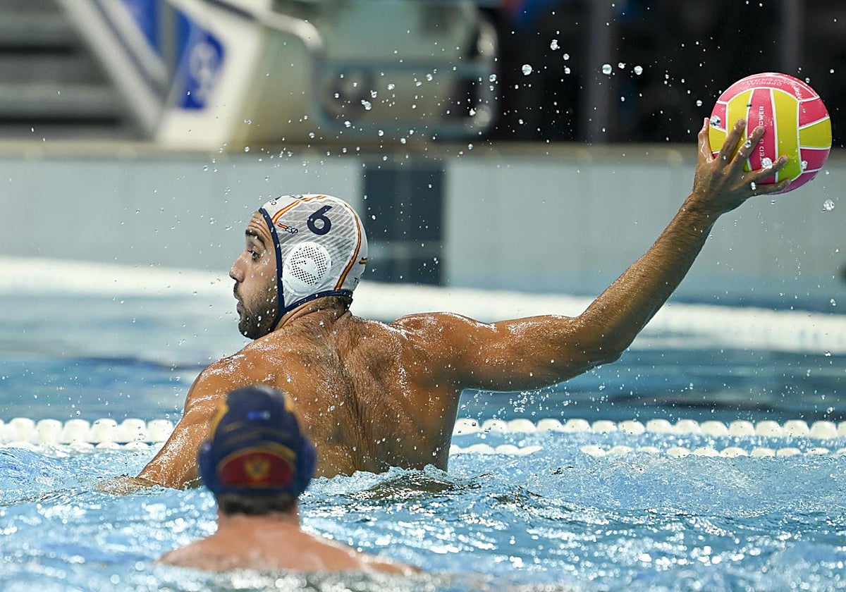 Marc Larumbe, durante el España-Montenegro