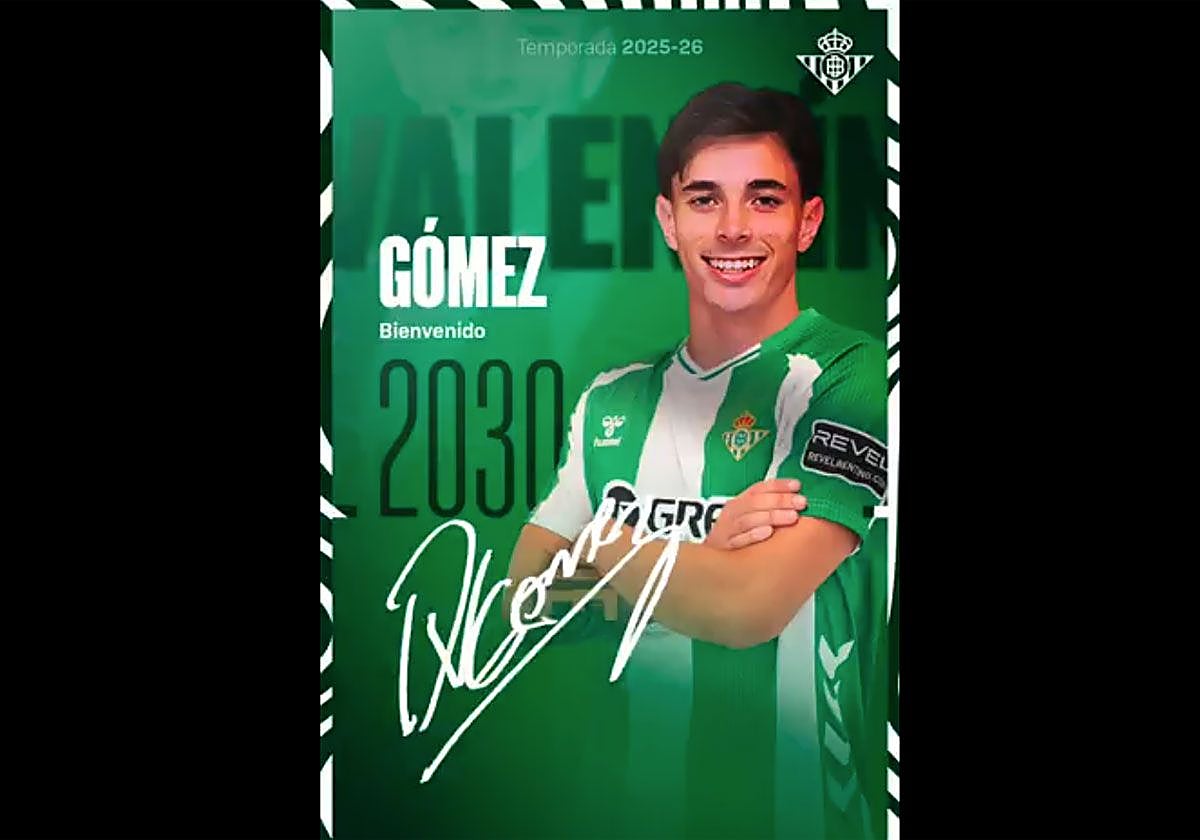 El Betis ha hecho oficial el fichaje de Valentín Gómez hasta el 2030