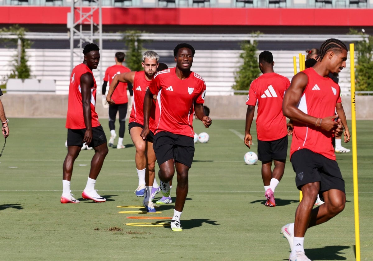 Agoumé, durante un entrenamiento reciente