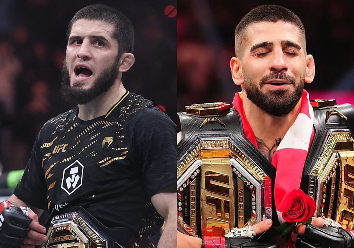 A la izquierda Islam Makhachev. A la derecha, Ilia Topuria