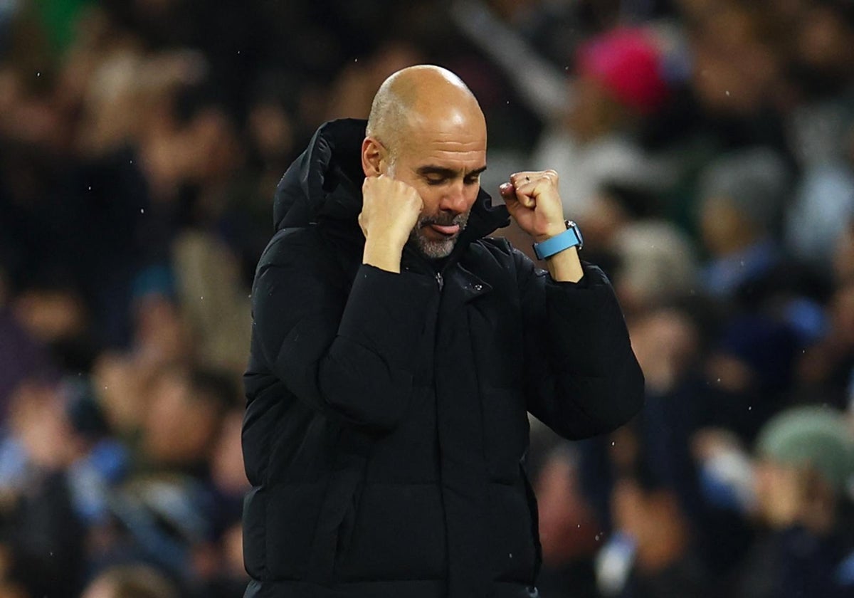 Pep Guardiola, durante un partido del Manchester City