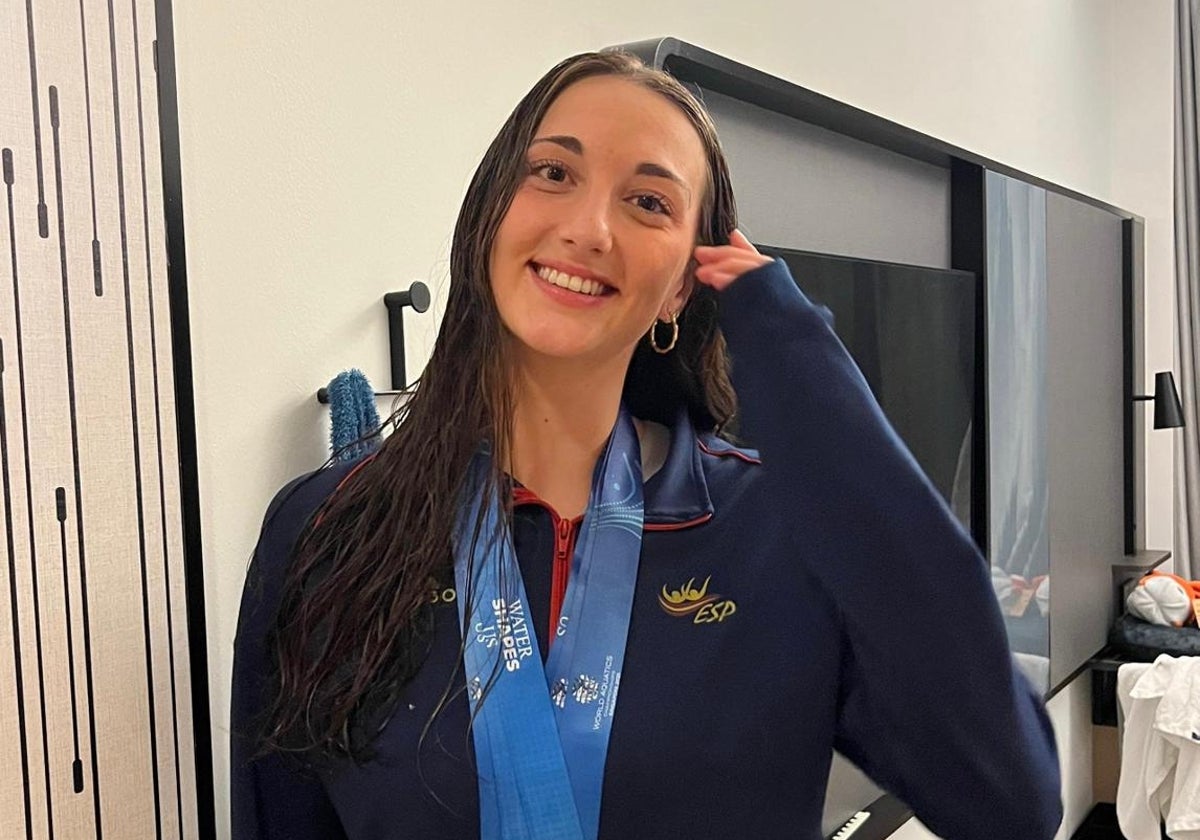 Marina García Polo, con sus tres medallas de bronce logradas en Singapur