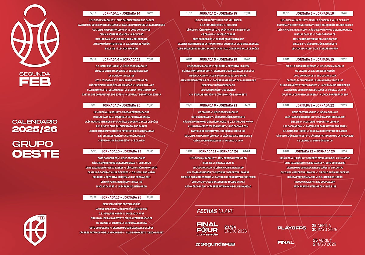 Calendario del Grupo Oeste de la Segunda FEB