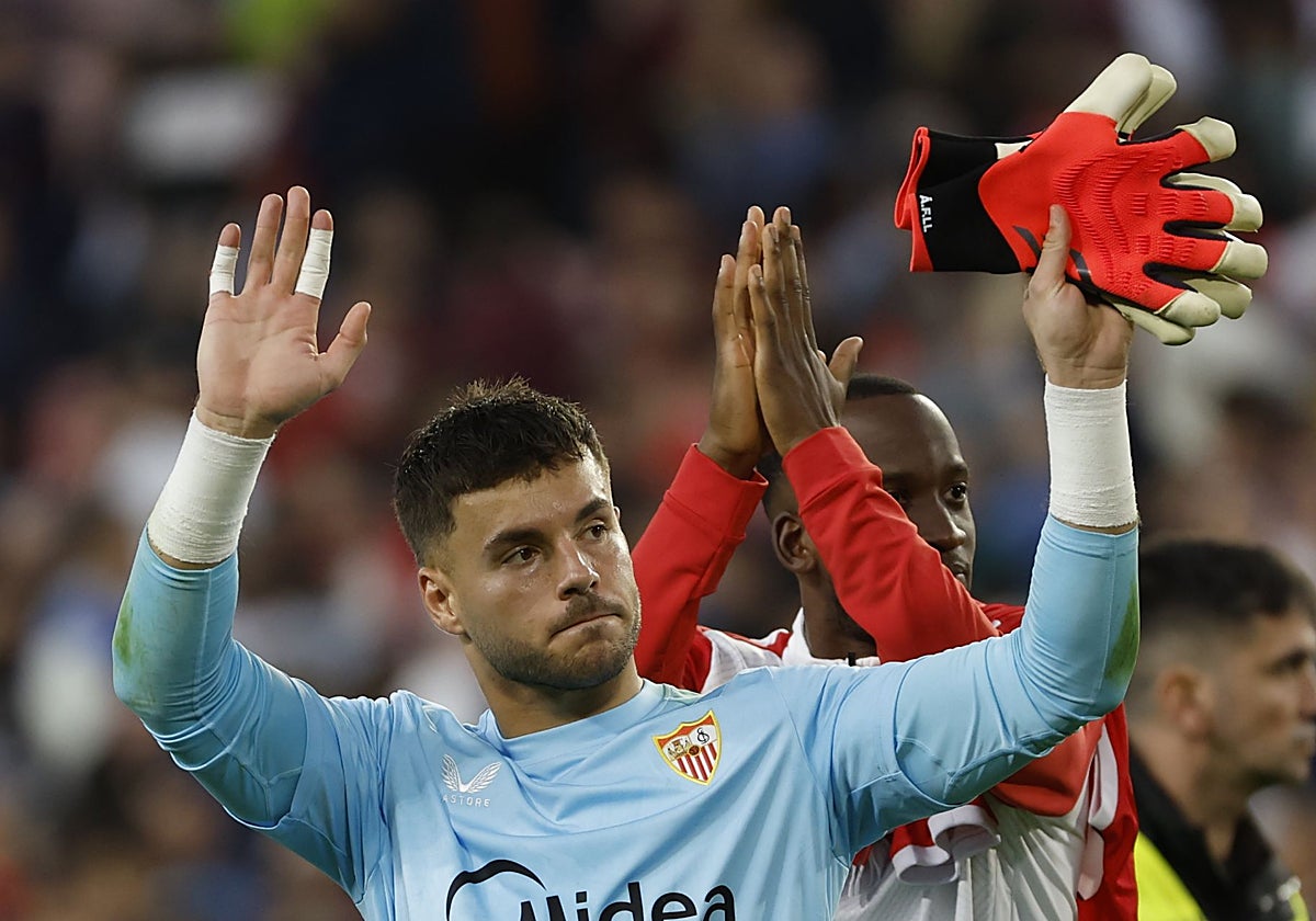 Álvaro Fernández, en su presentación como jugador del Sevilla FC