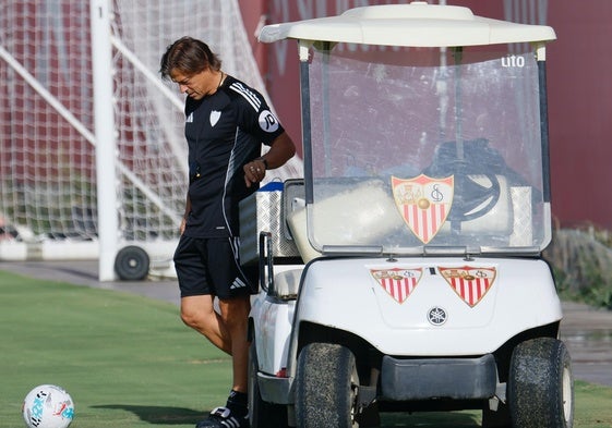 Almeyda, durante el entrenamiento del jueves