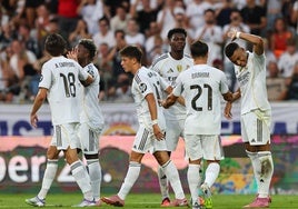Mbappé, celebrando el 0-2 del Madrid