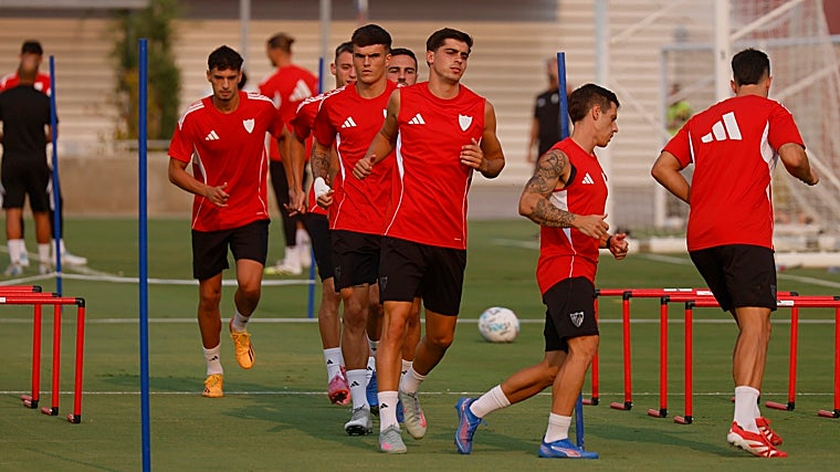 Juanlu, en el entrenamiento de este martes