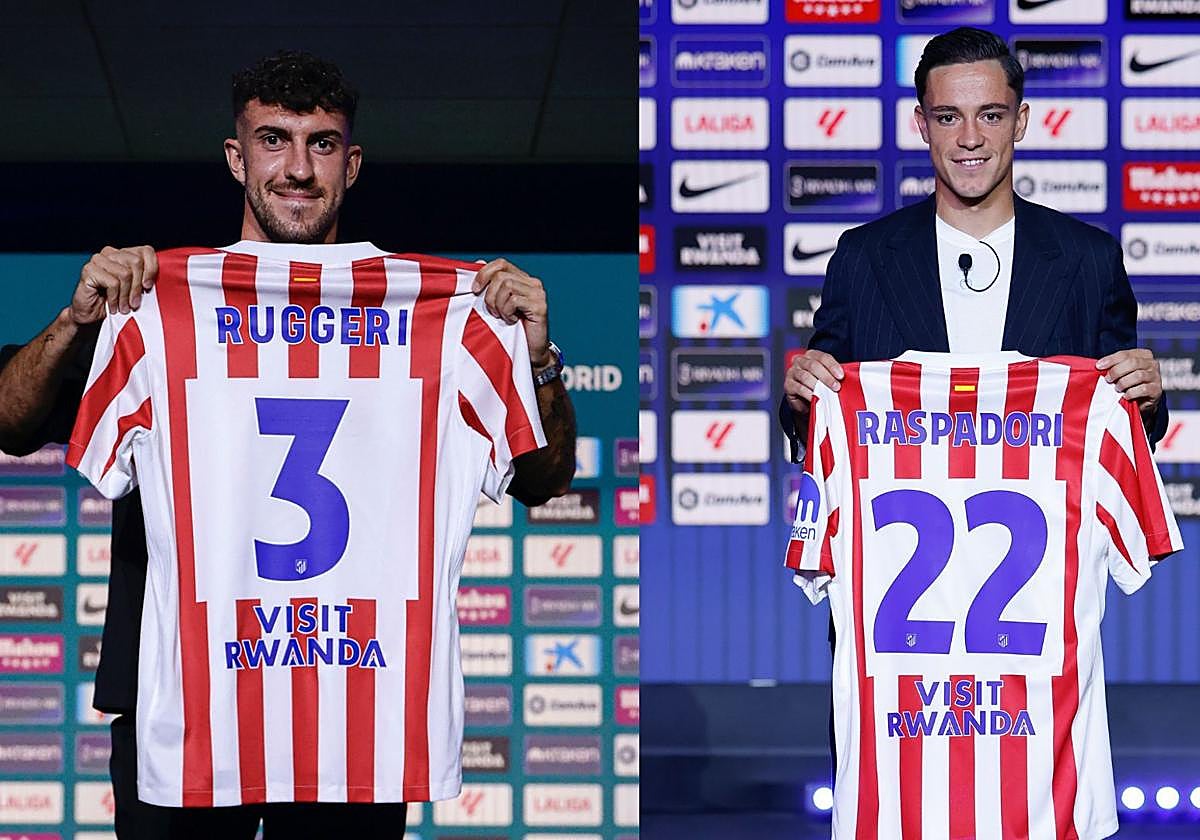 Raspadori y Ruggeri en su presentación con el Atlético de Madrid