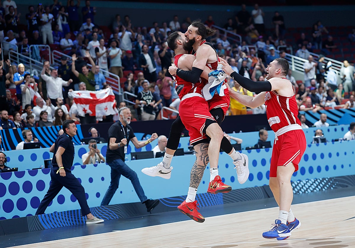 Los georgianos celebran la victoria ante Francia